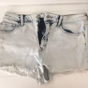 High waist distressed jean shorts